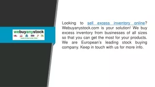 Sell Excess Inventory Online  Webuyanystock.com
