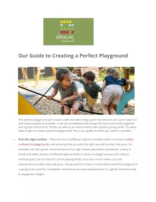 our guide to creating a perfect playground