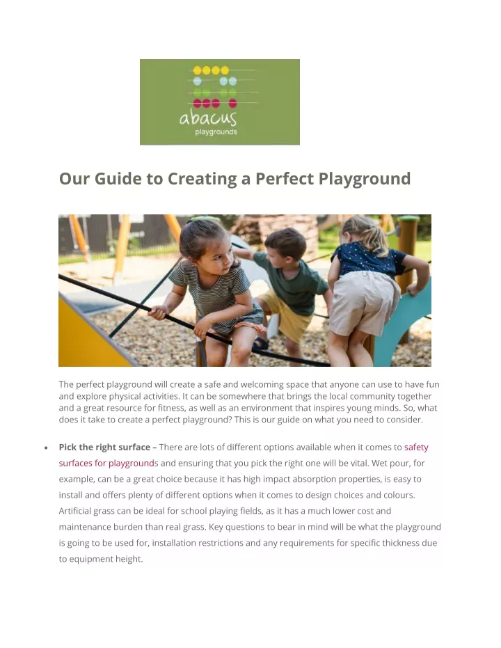 our guide to creating a perfect playground