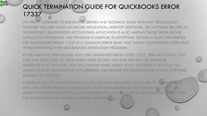 quick termination guide for quickbooks error 17337