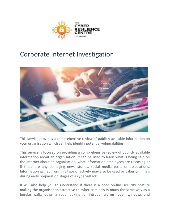 corporate internet investigation