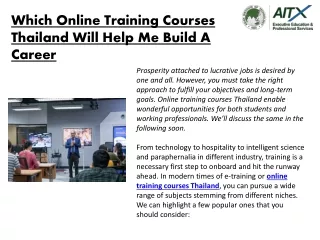 Which Online Training Courses Thailand Will Help Me Build A Career