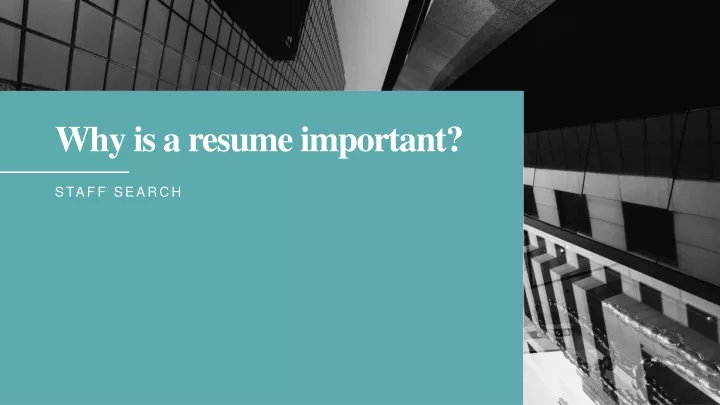 why is a resume important