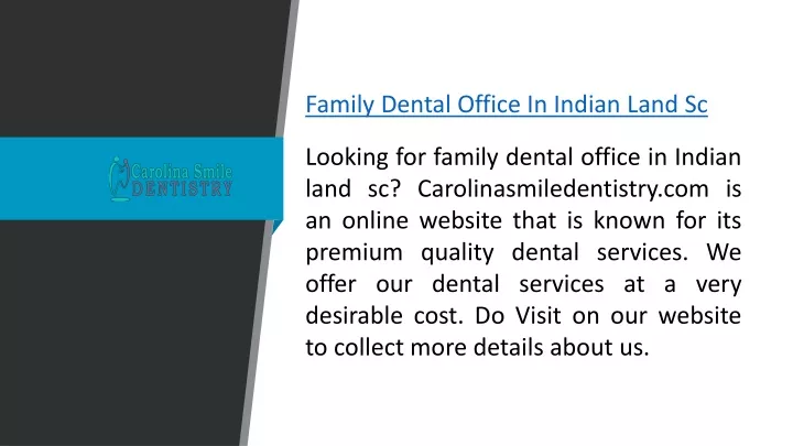 family dental office in indian land sc