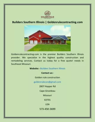 Builders Southern Illinois  Goldenrulecontracting