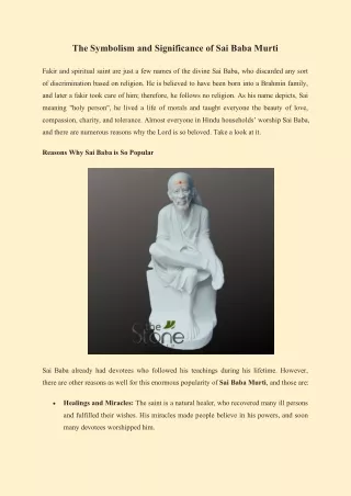 the symbolism and significance of sai baba murti