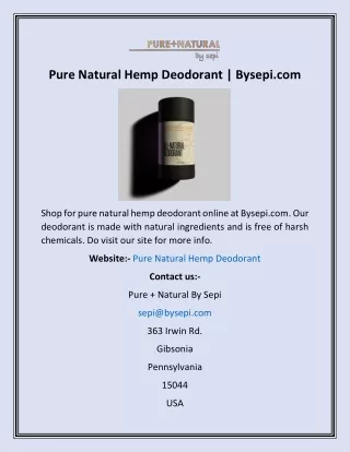 pure natural hemp deodorant bysepi com