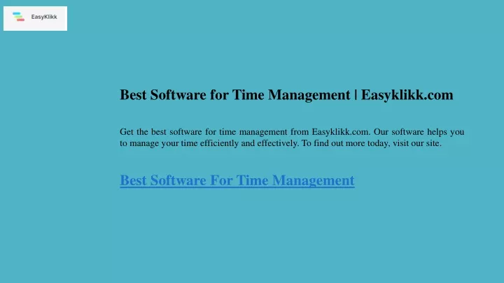 best software for time management easyklikk