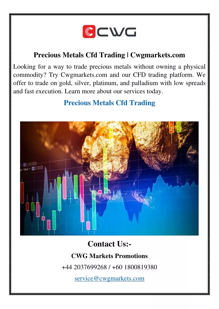 precious metals cfd trading cwgmarkets com