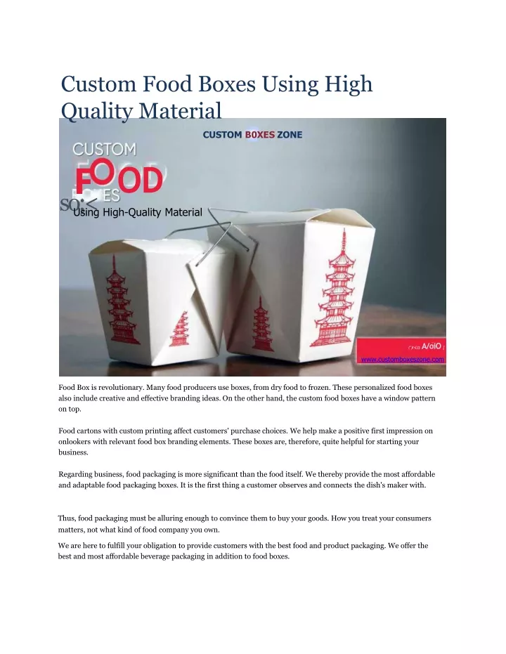 custom food boxes using high