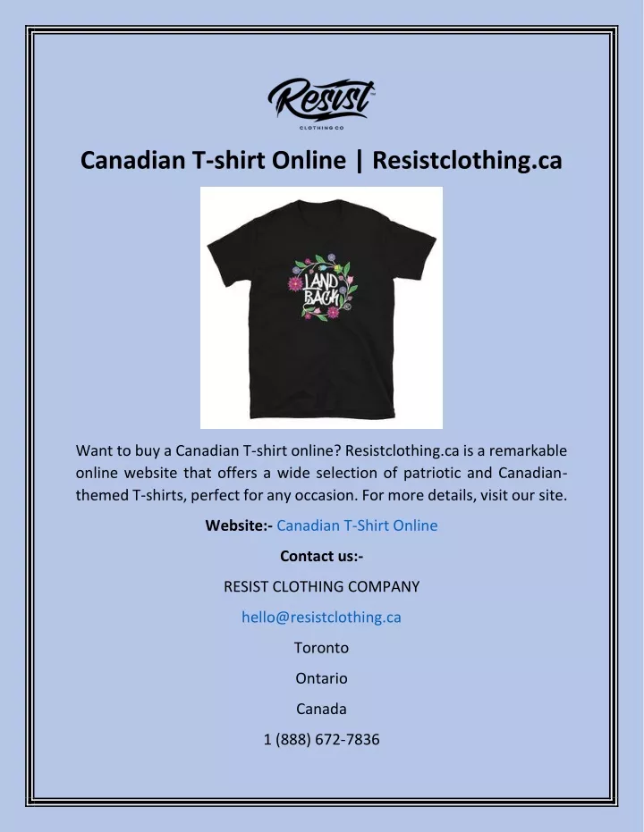 canadian t shirt online resistclothing ca