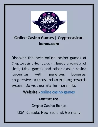 Online Casino Games  Cryptocasino-bonus