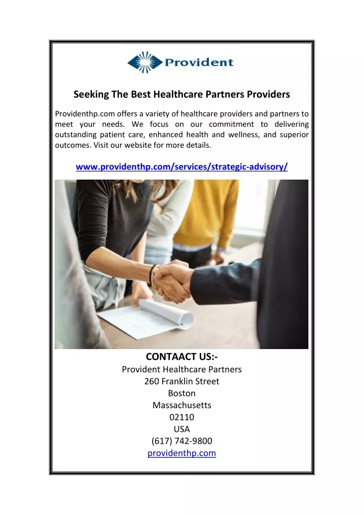 seeking the best healthcare partners providers