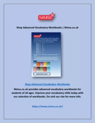 Shop Advanced Vocabulary Workbooks | Nimss.co.uk