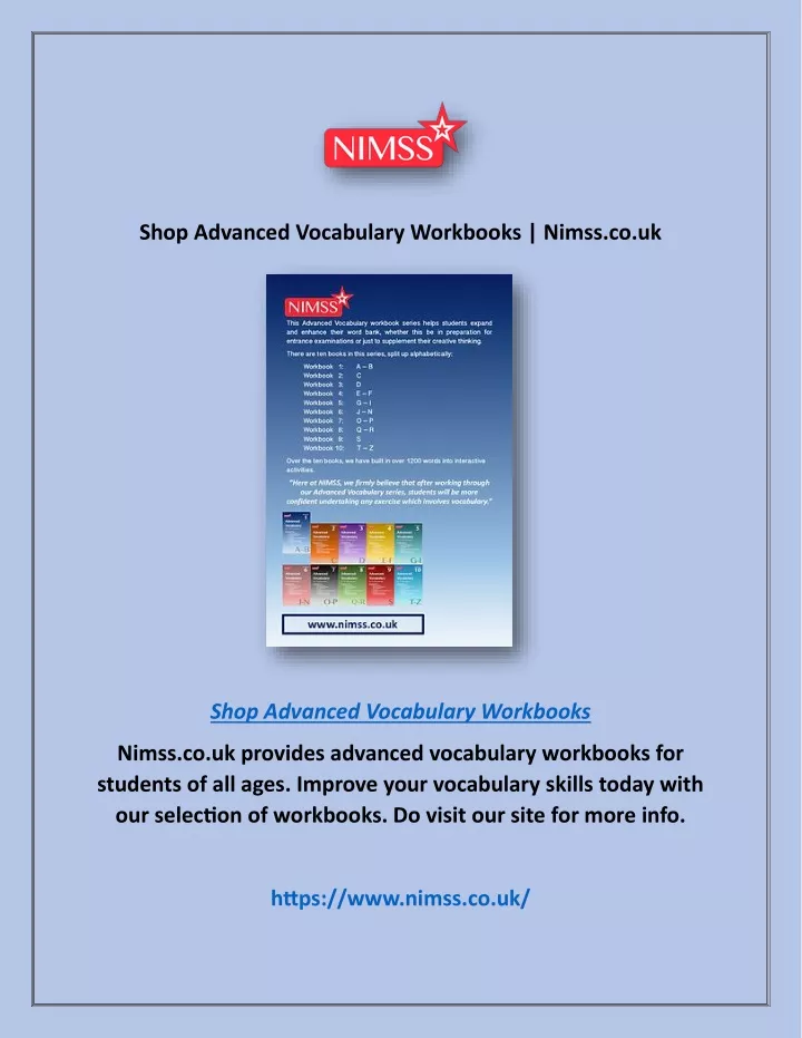 shop advanced vocabulary workbooks nimss co uk
