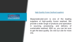 High Quality Frozen Seafood suppliers