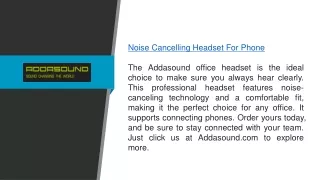 Noise Cancelling Headset for Phone  Addasound.com