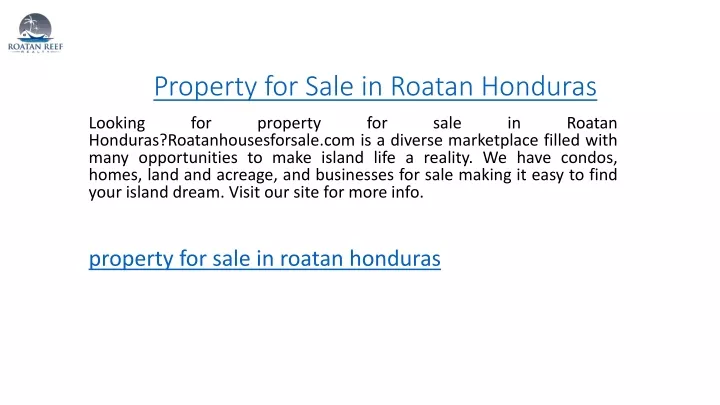 property for sale in roatan honduras