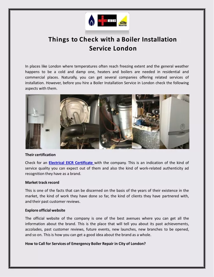 things to check with a boiler installation