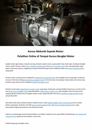 Kursus Mekanik Motor