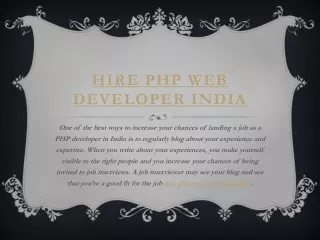 hire php web developer india
