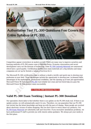 Authoritative Test PL-300 Questions Fee Covers the Entire Syllabus of PL-300