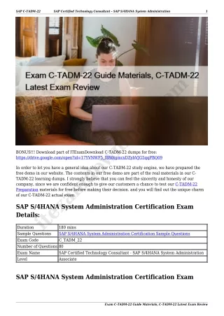 Exam C-TADM-22 Guide Materials, C-TADM-22 Latest Exam Review