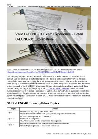Valid C-LCNC-01 Exam Experience - Detail C-LCNC-01 Explanation