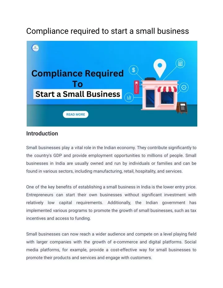 compliance required to start a small business