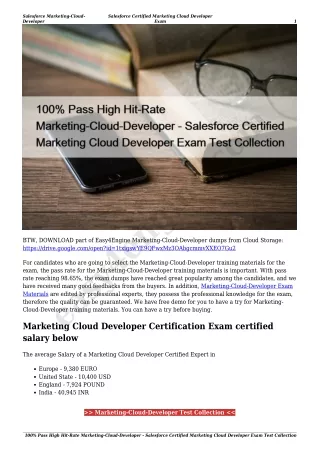 100% Pass High Hit-Rate Marketing-Cloud-Developer - Salesforce Certified Marketing Cloud Developer Exam Test Collection