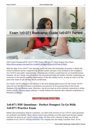 Exam 1z0-071 Bootcamp, Guide 1z0-071 Torrent