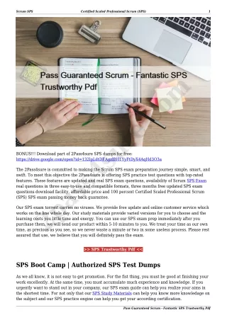 Pass Guaranteed Scrum - Fantastic SPS Trustworthy Pdf