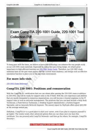 Exam CompTIA 220-1001 Guide, 220-1001 Test Collection Pdf