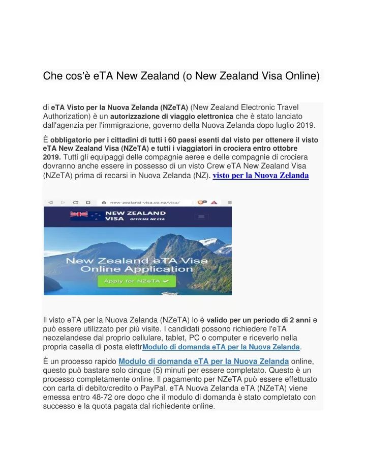 che cos eta new zealand o new zealand visa online