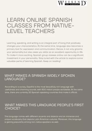 Learn Online Spanish Classes from Native-Level Teachers