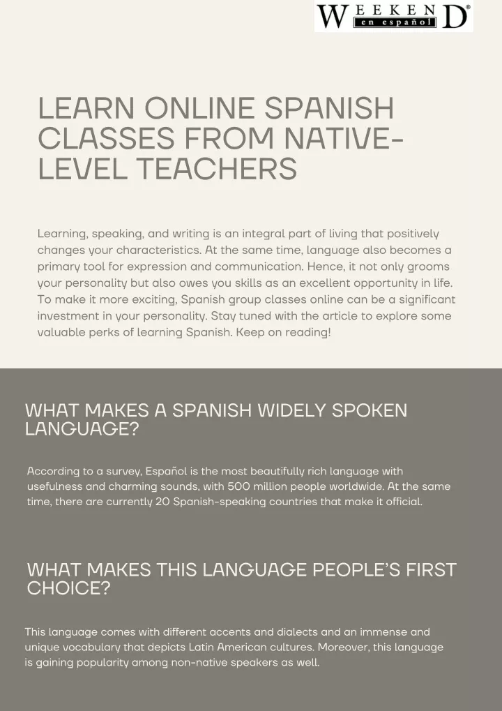 learn online spanish classes from native level