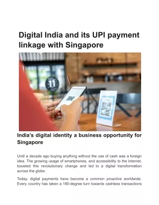 Digital India and its UPI payment linkage with Singapore (1)