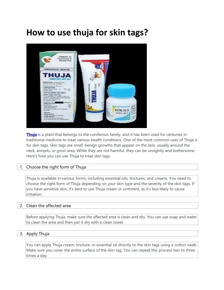 how to use thuja for skin tags