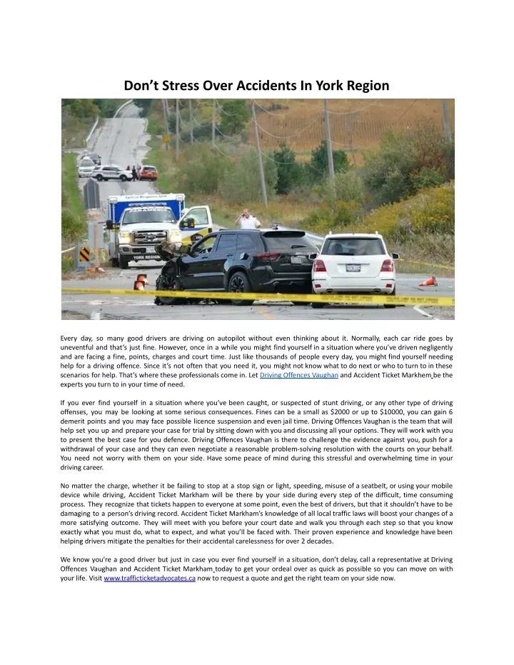 don t stress over accidents in york region