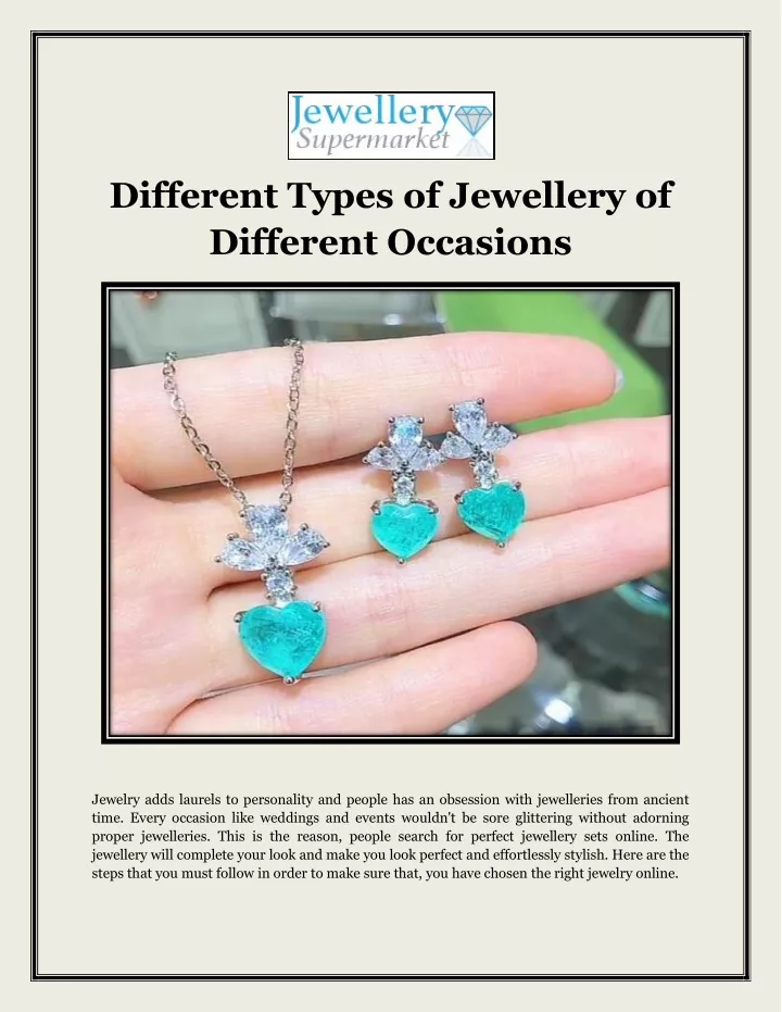 different types of jewellery of different