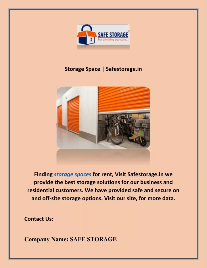 storage space safestorage in