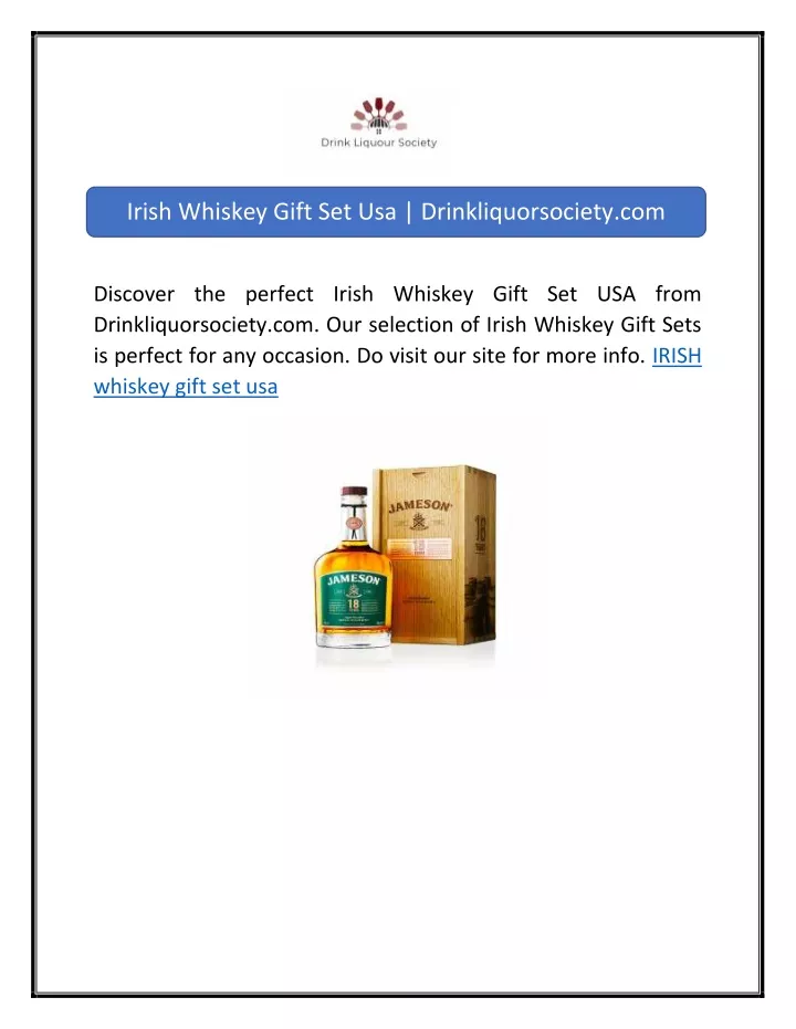 irish whiskey gift set usa drinkliquorsociety com