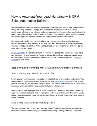 How to Automate Your Lead Nurturing with CRM Sales Automation Software?