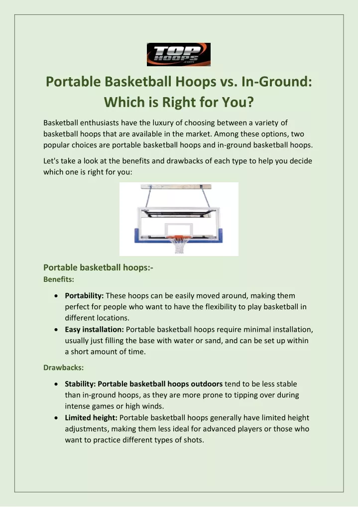 portable basketball hoops vs in ground which