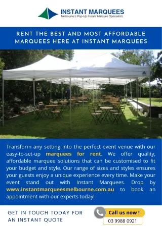 Rent the Best and Most Affordable Marquees Here at Instant Marquees