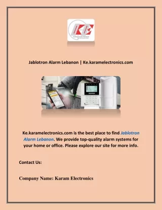 Jablotron Alarm Lebanon | Ke.karamelectronics.com