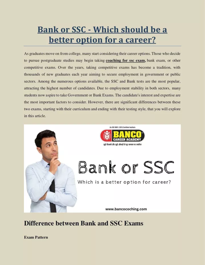 bank or ssc which should be a better option