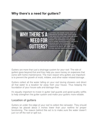Why there’s a need for gutters