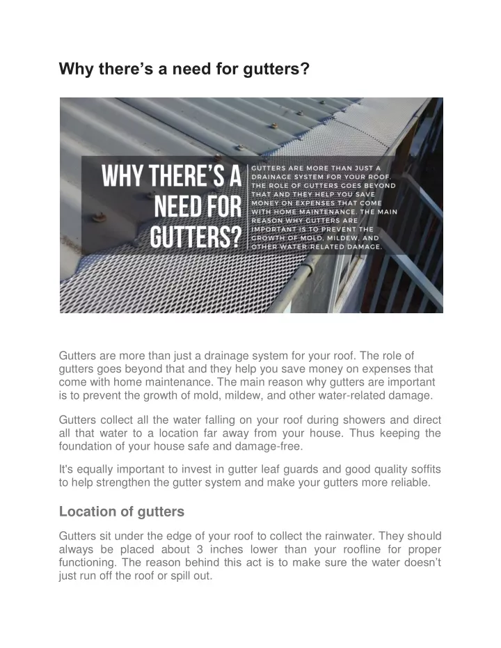 why there s a need for gutters