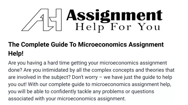 the complete guide to microeconomics assignment